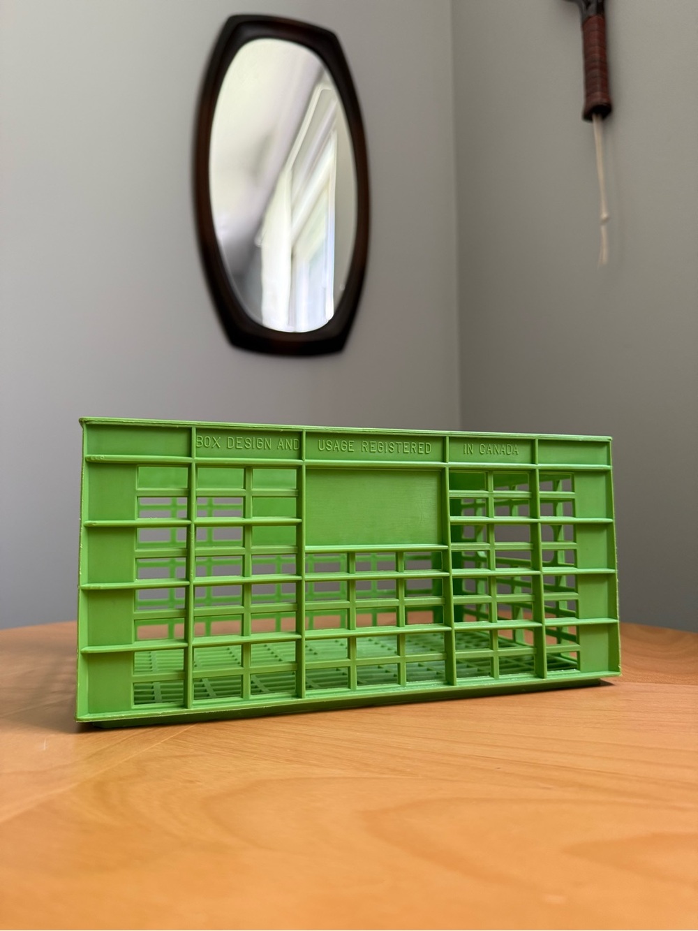 Vintage Olive Green Mesh Rectangle Plastic Home Office Organizing Storage Box